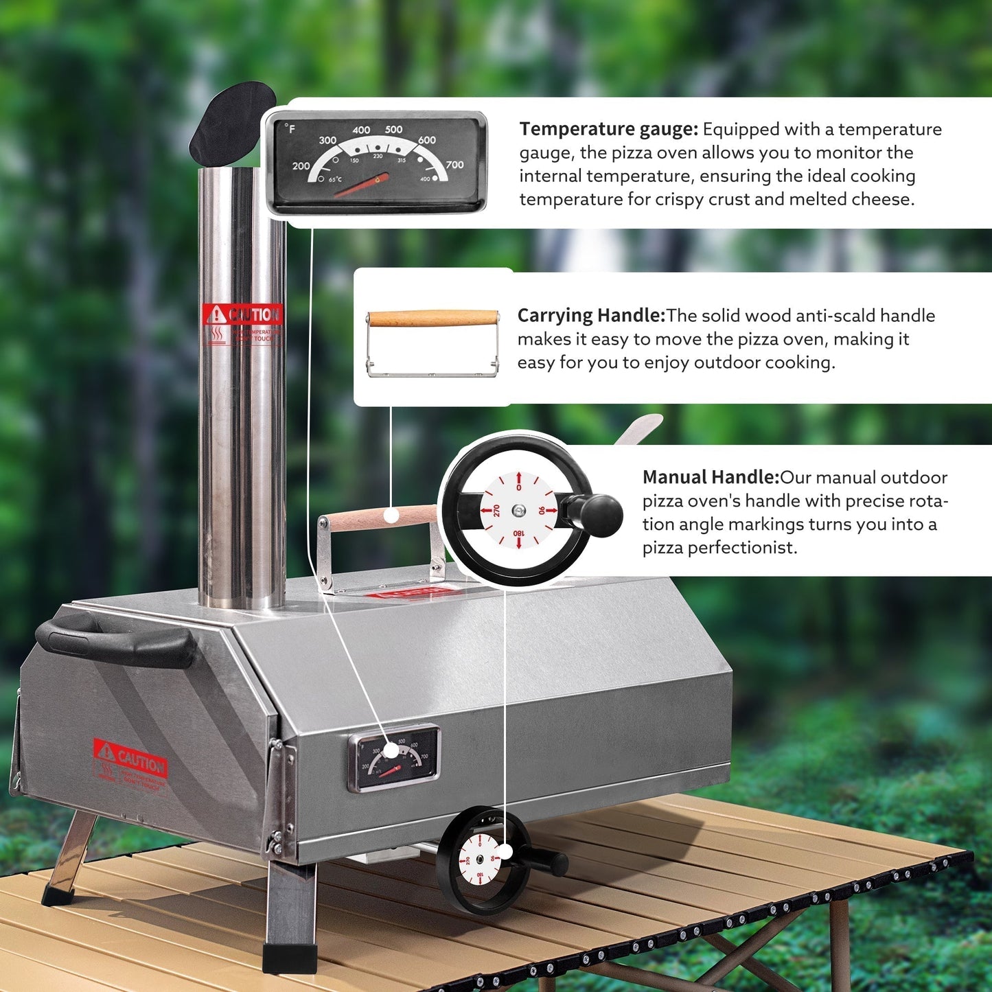 Semi-Automatic Silver 12 Outdoor Pizza Oven Portable Wood Fired Pizza Oven - Free Shipping - Aurelia Clothing