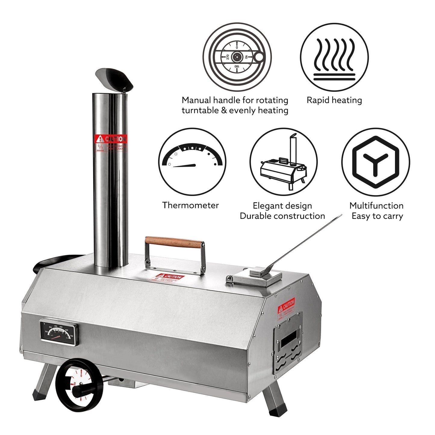Semi-Automatic Silver 12 Outdoor Pizza Oven Portable Wood Fired Pizza Oven - Free Shipping - Aurelia Clothing