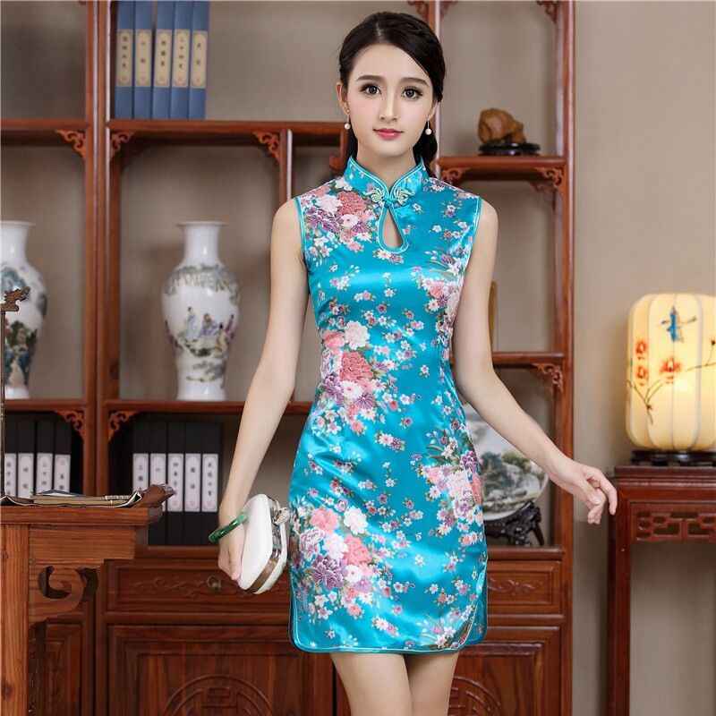 Short Style Cheongsam Traditional Chinese Mini Dress White Womens Elegant Slim Rayon Qipao New Arrival Vestido Size S M L XL XXL - Aurelia Clothing