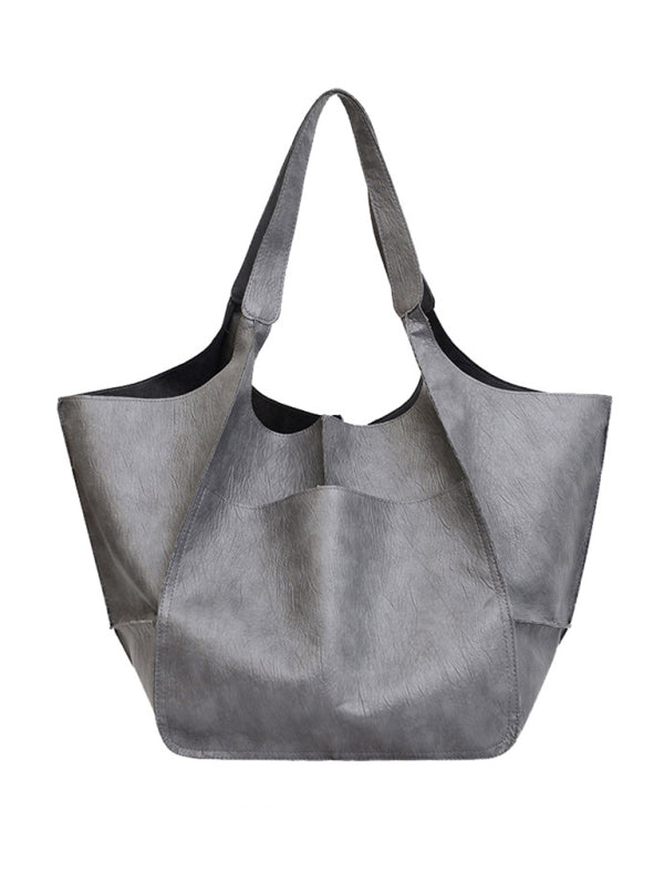 Simple Large Bag Soft Leather Large Capacity One Shoulder Portable Tote Bag - Free Shipping - Aurelia Clothing