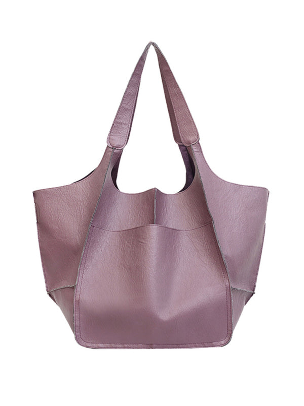 Simple Large Bag Soft Leather Large Capacity One Shoulder Portable Tote Bag - Free Shipping - Aurelia Clothing