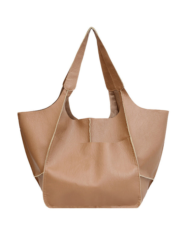 Simple Large Bag Soft Leather Large Capacity One Shoulder Portable Tote Bag - Free Shipping - Aurelia Clothing