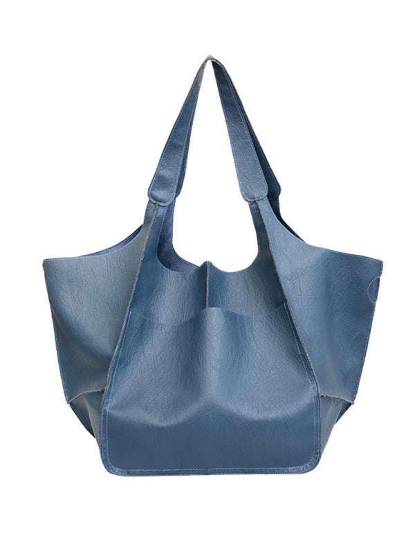 Simple Large Bag Soft Leather Large Capacity One Shoulder Portable Tote Bag - Free Shipping - Aurelia Clothing