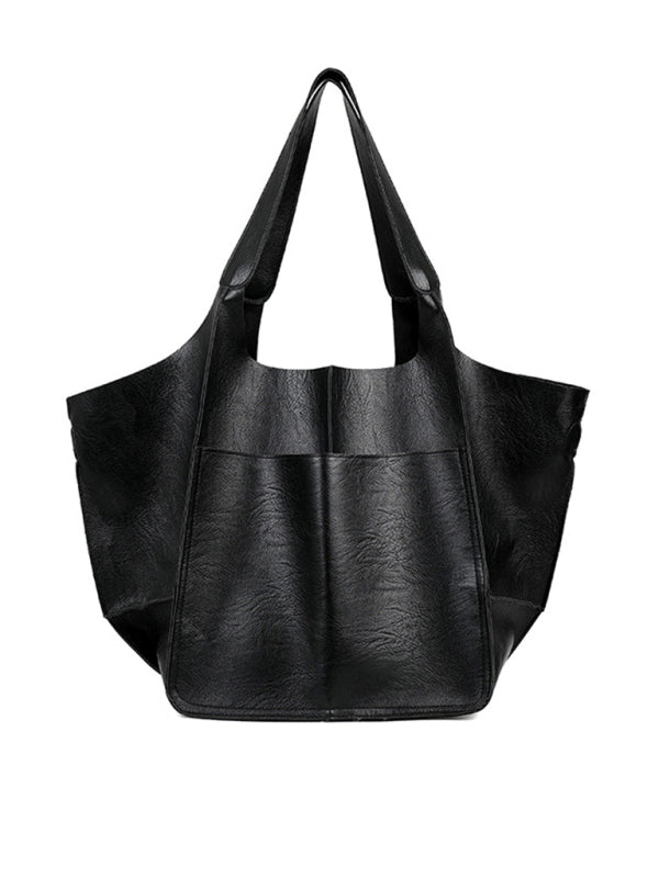 Simple Large Bag Soft Leather Large Capacity One Shoulder Portable Tote Bag - Free Shipping - Aurelia Clothing
