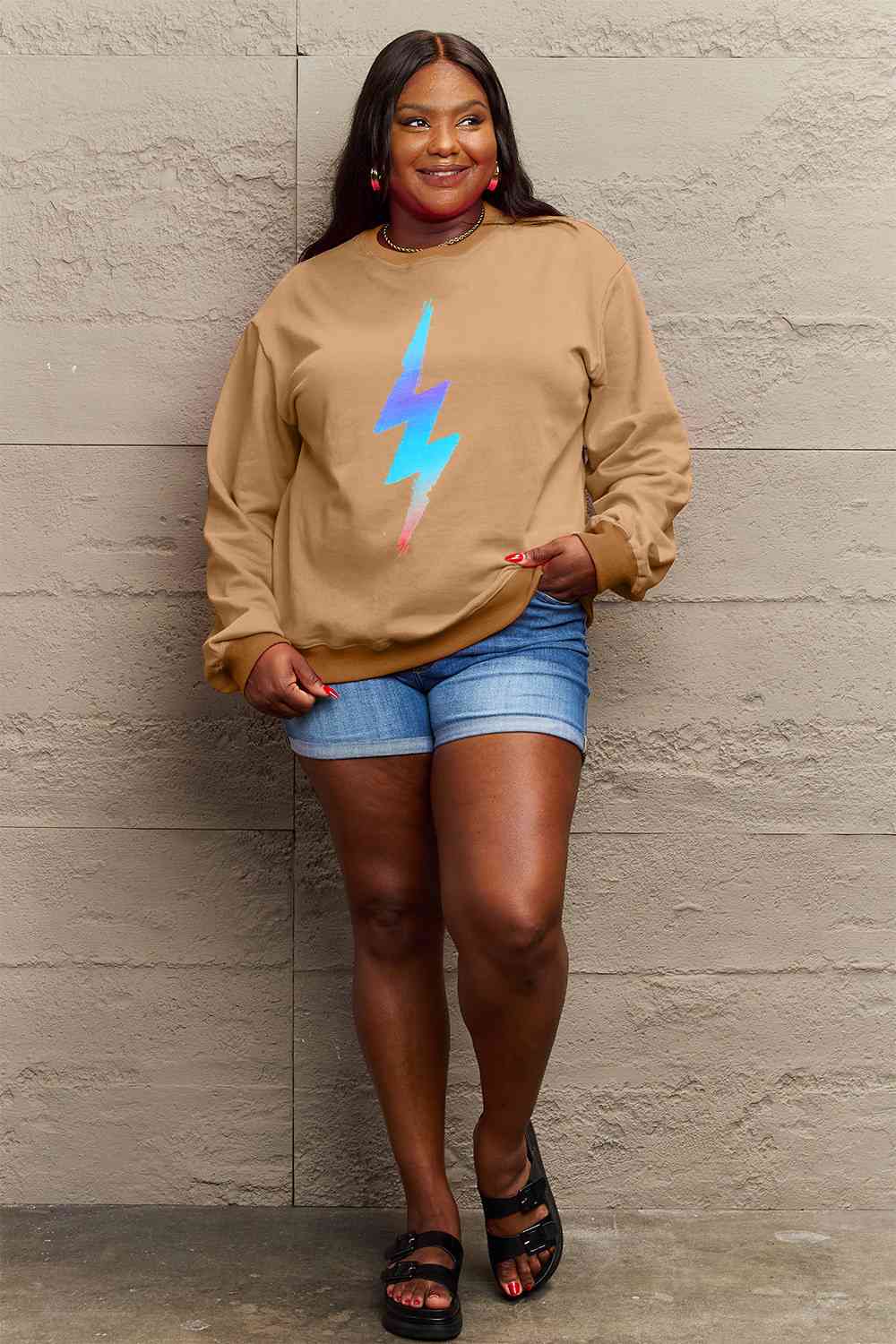 Simply Love Full Size Graphic Round Neck Sweatshirt - Aurelia Clothing