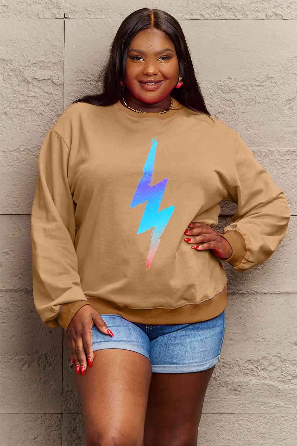 Simply Love Full Size Graphic Round Neck Sweatshirt - Aurelia Clothing