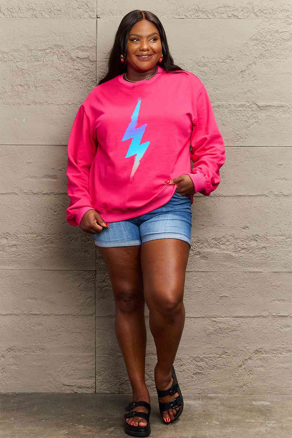 Simply Love Full Size Graphic Round Neck Sweatshirt - Aurelia Clothing