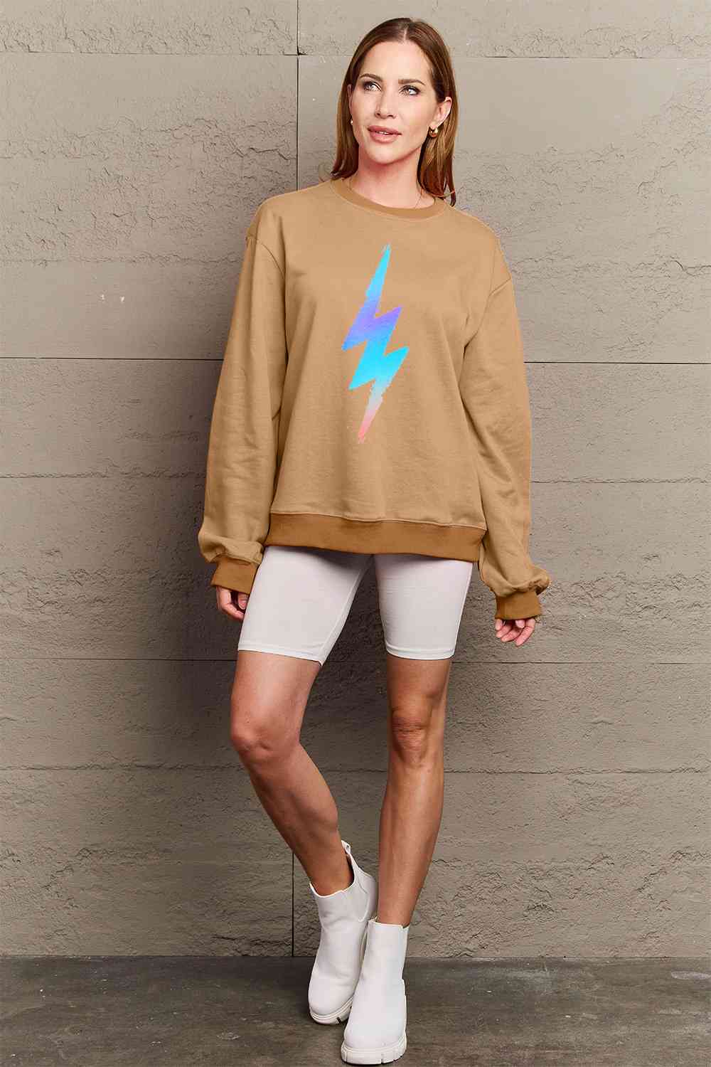 Simply Love Full Size Graphic Round Neck Sweatshirt - Aurelia Clothing