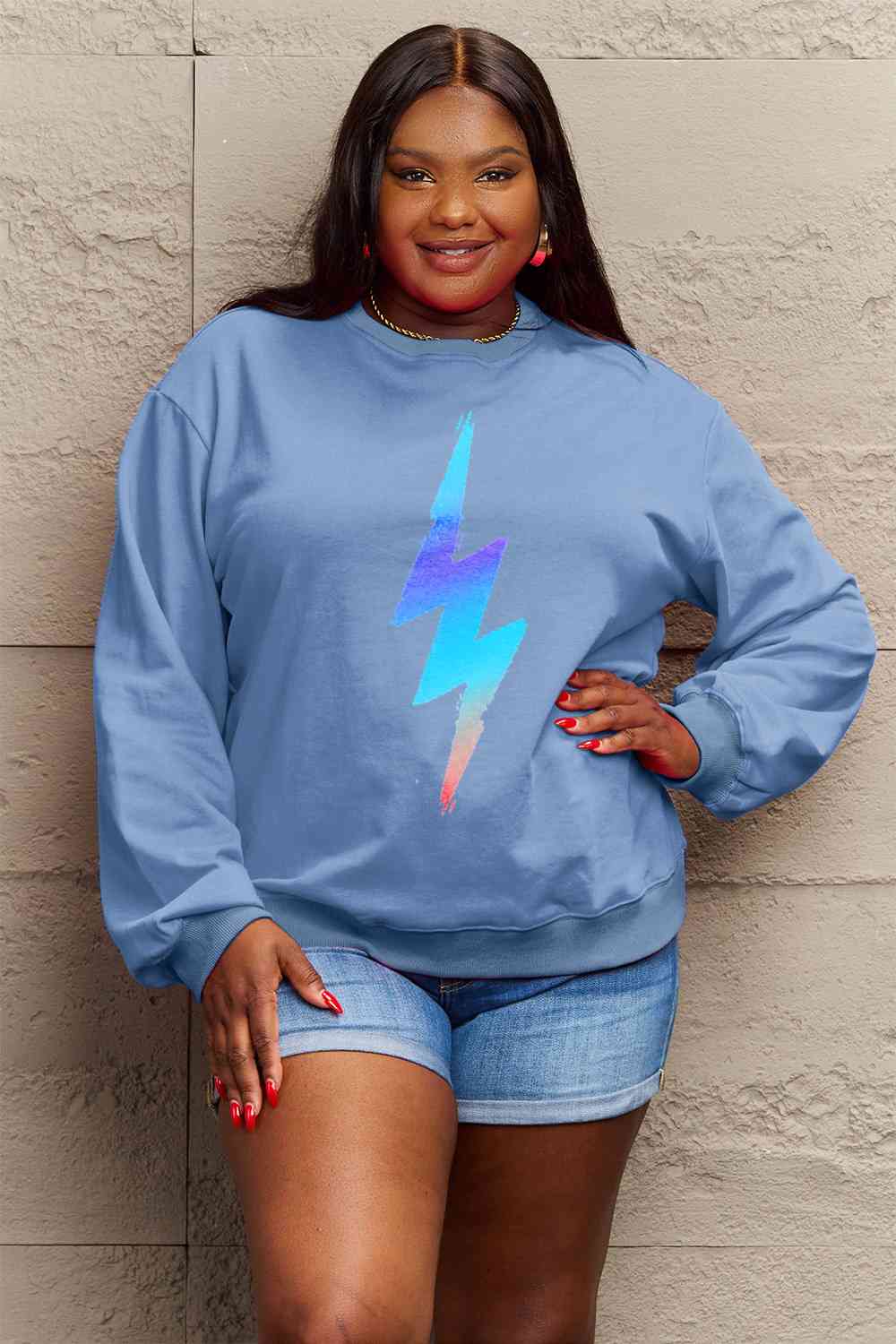 Simply Love Full Size Graphic Round Neck Sweatshirt - Aurelia Clothing