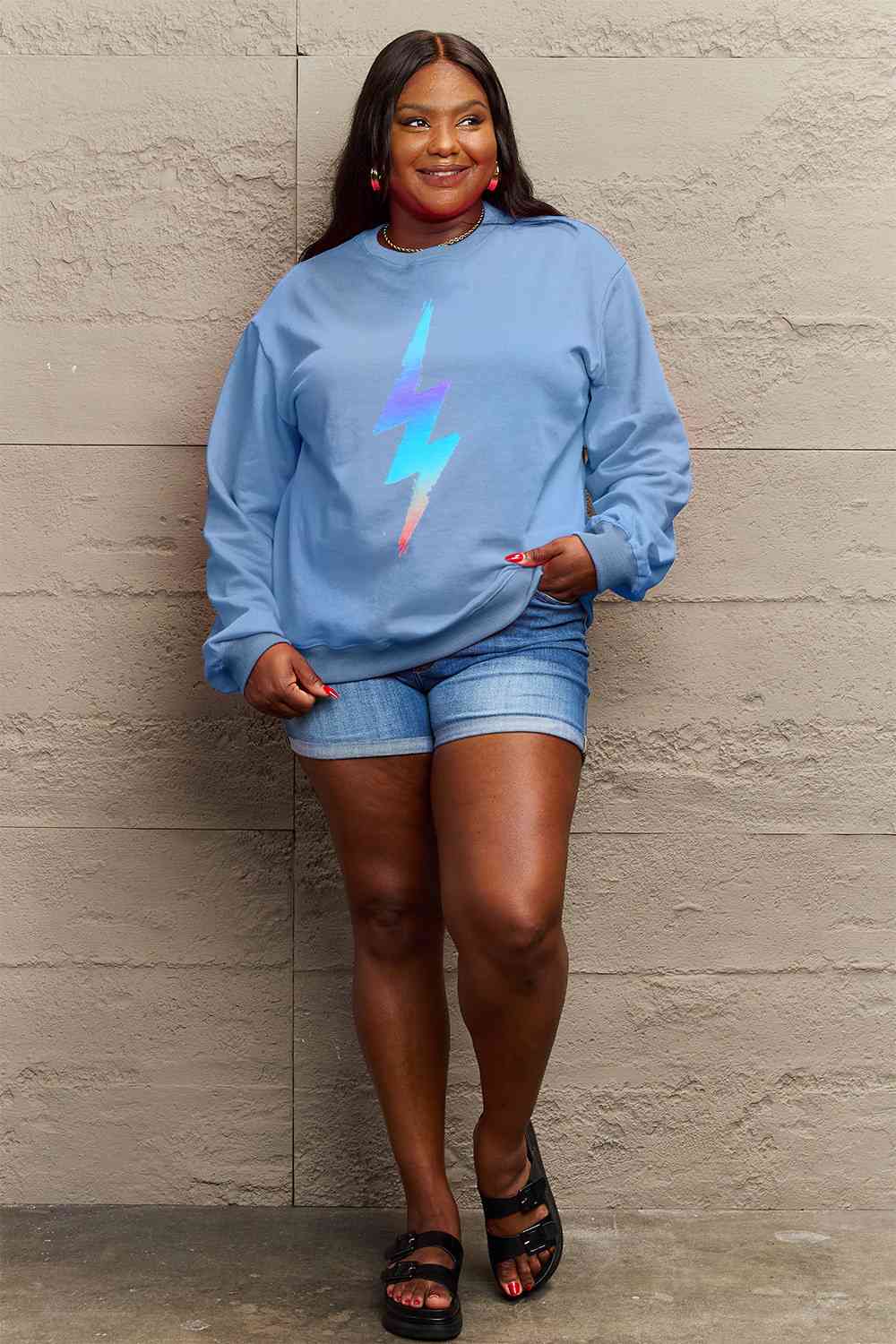 Simply Love Full Size Graphic Round Neck Sweatshirt - Aurelia Clothing
