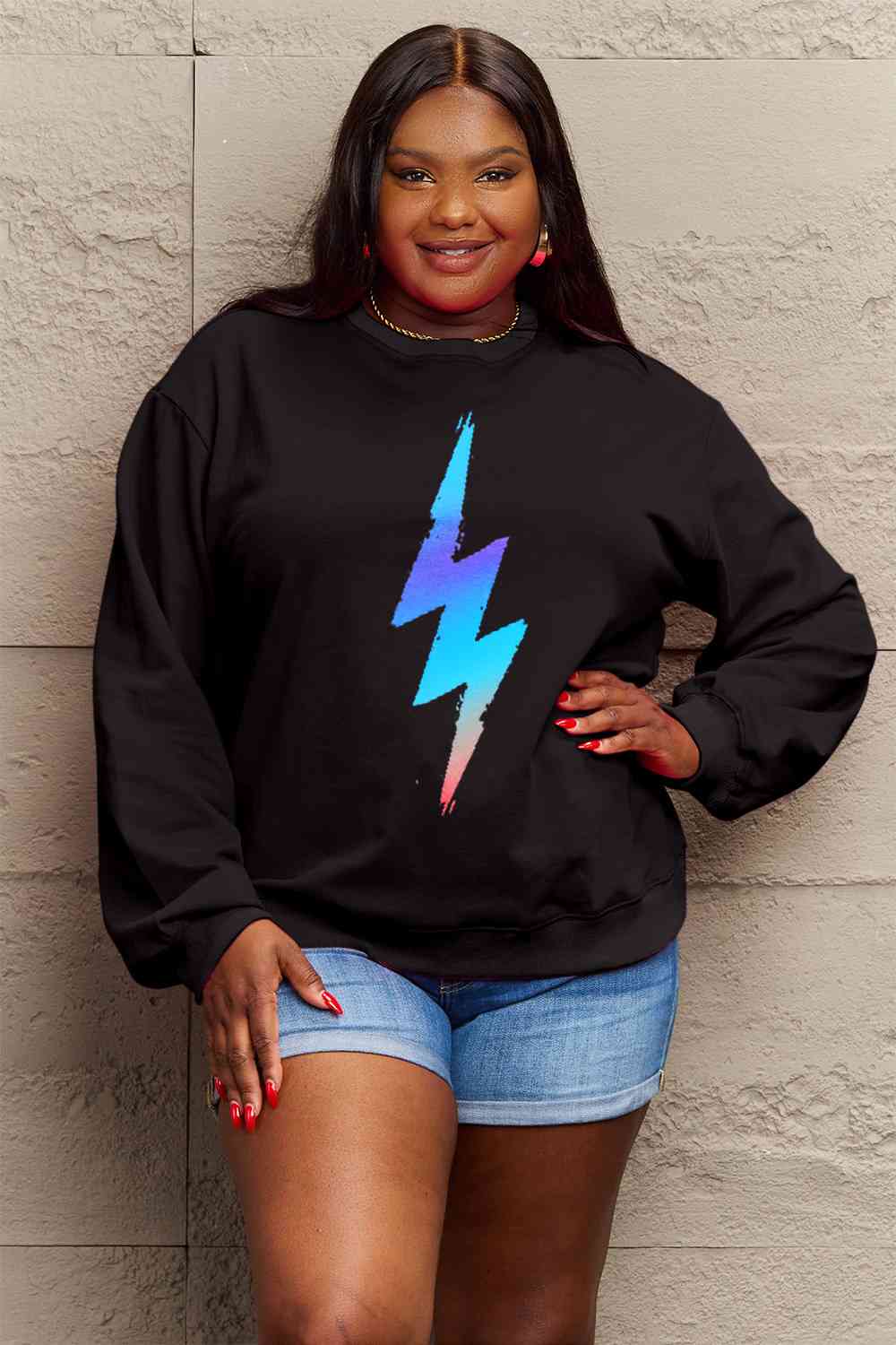 Simply Love Full Size Graphic Round Neck Sweatshirt - Aurelia Clothing