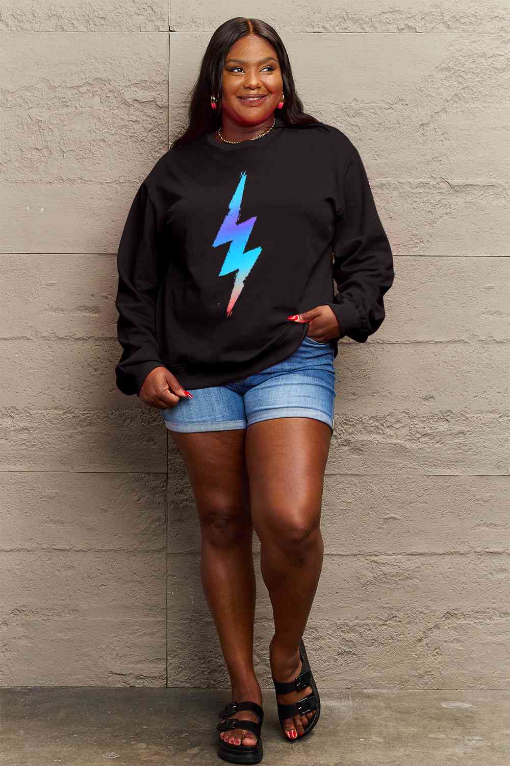 Simply Love Full Size Graphic Round Neck Sweatshirt - Aurelia Clothing