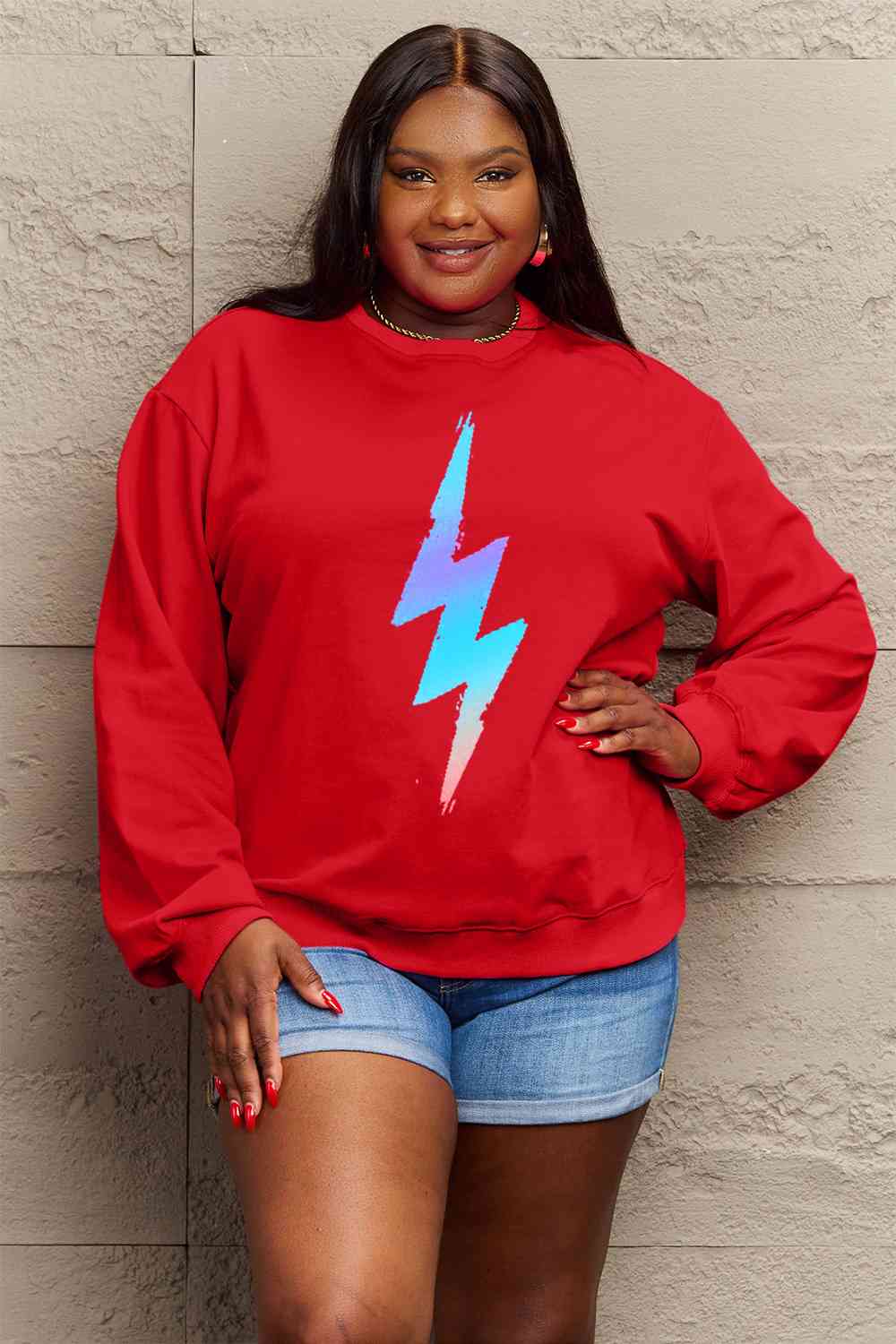Simply Love Full Size Graphic Round Neck Sweatshirt - Aurelia Clothing