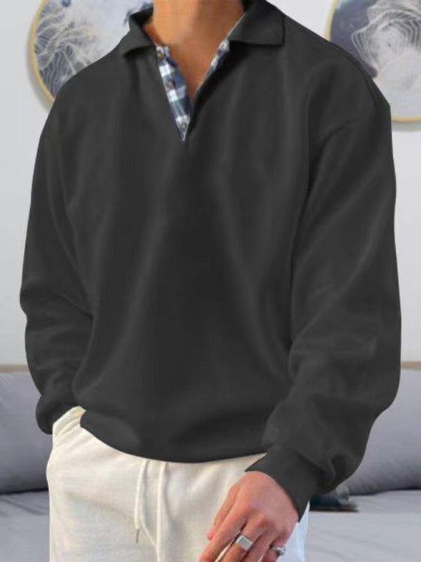 Solid color lapel loose long-sleeved POLO-Free Shipping - Aurelia Clothing