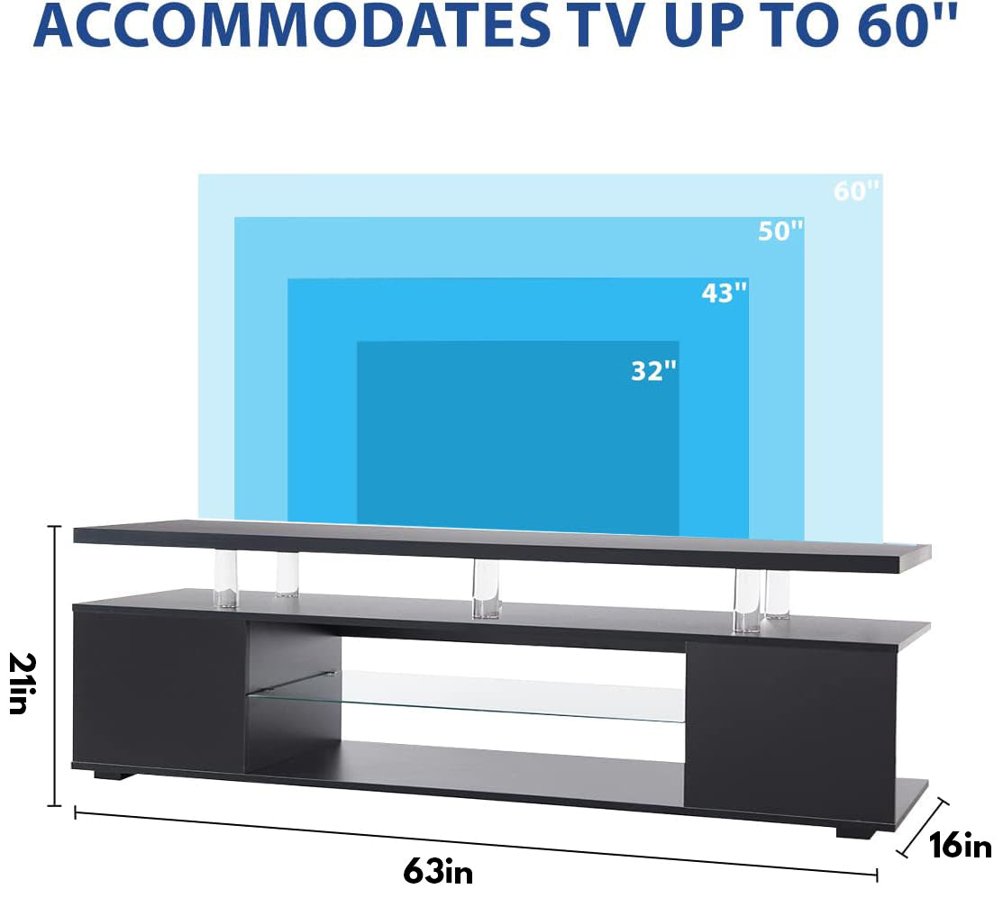 TV Stand for 70 Inch TV LED Gaming Entertainment Center Media Storage Console Table with Large Side Cabinet for Living Room Black - Free Shipping - Aurelia Clothing