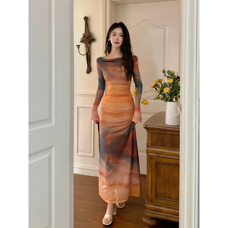Tie-Dye Swing Collar Dress Women - Free Shipping - Aurelia Clothing