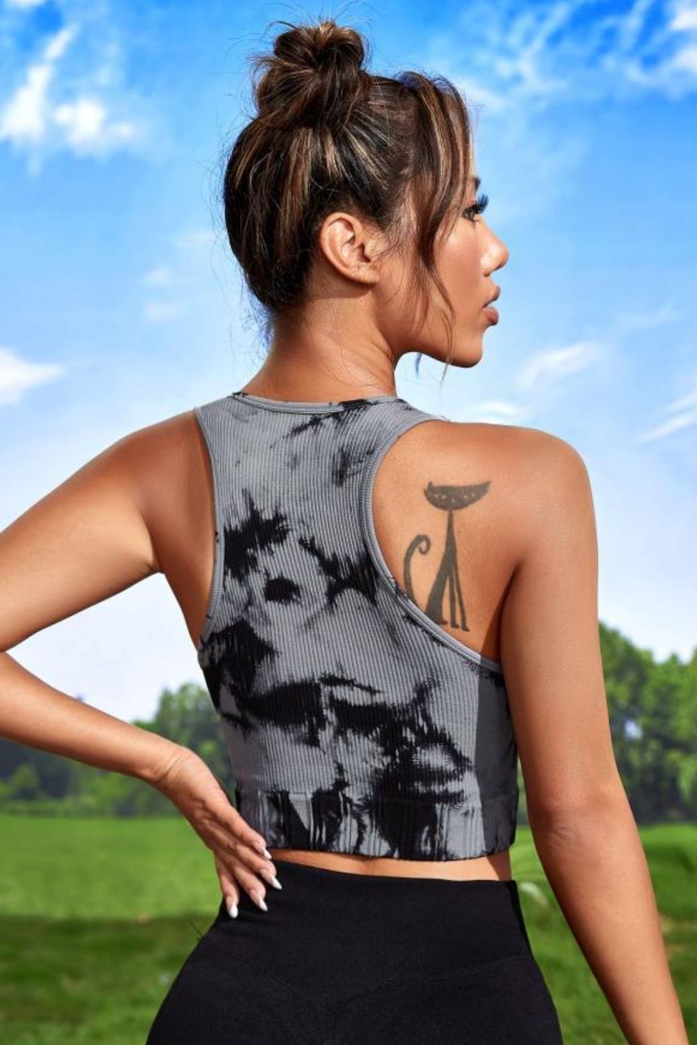 Tie-dye Cropped Round Neck Tank Top - Aurelia Clothing