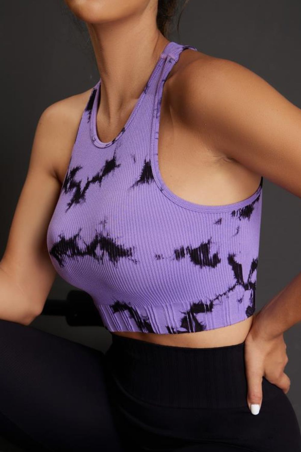 Tie-dye Cropped Round Neck Tank Top - Aurelia Clothing