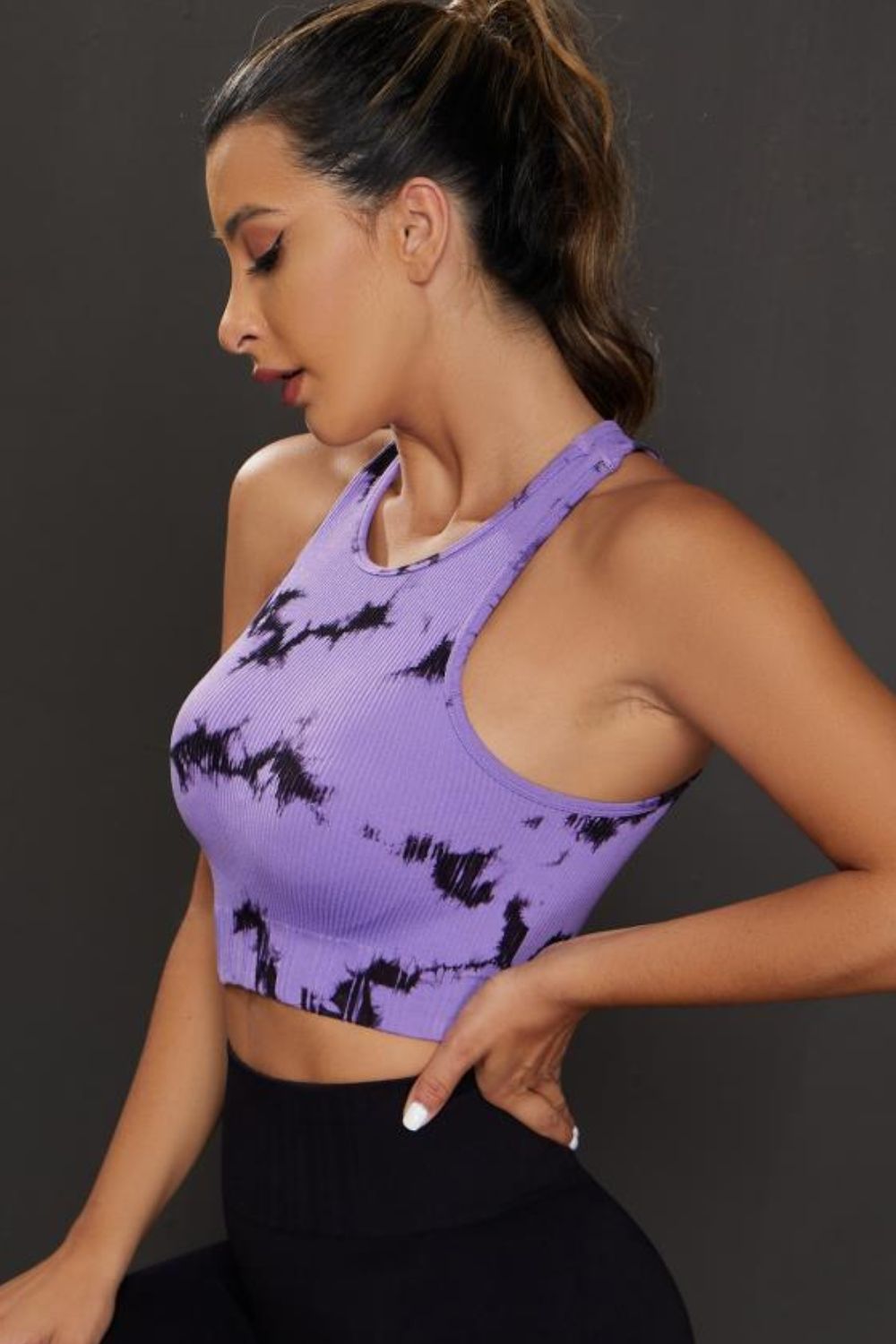 Tie-dye Cropped Round Neck Tank Top - Aurelia Clothing