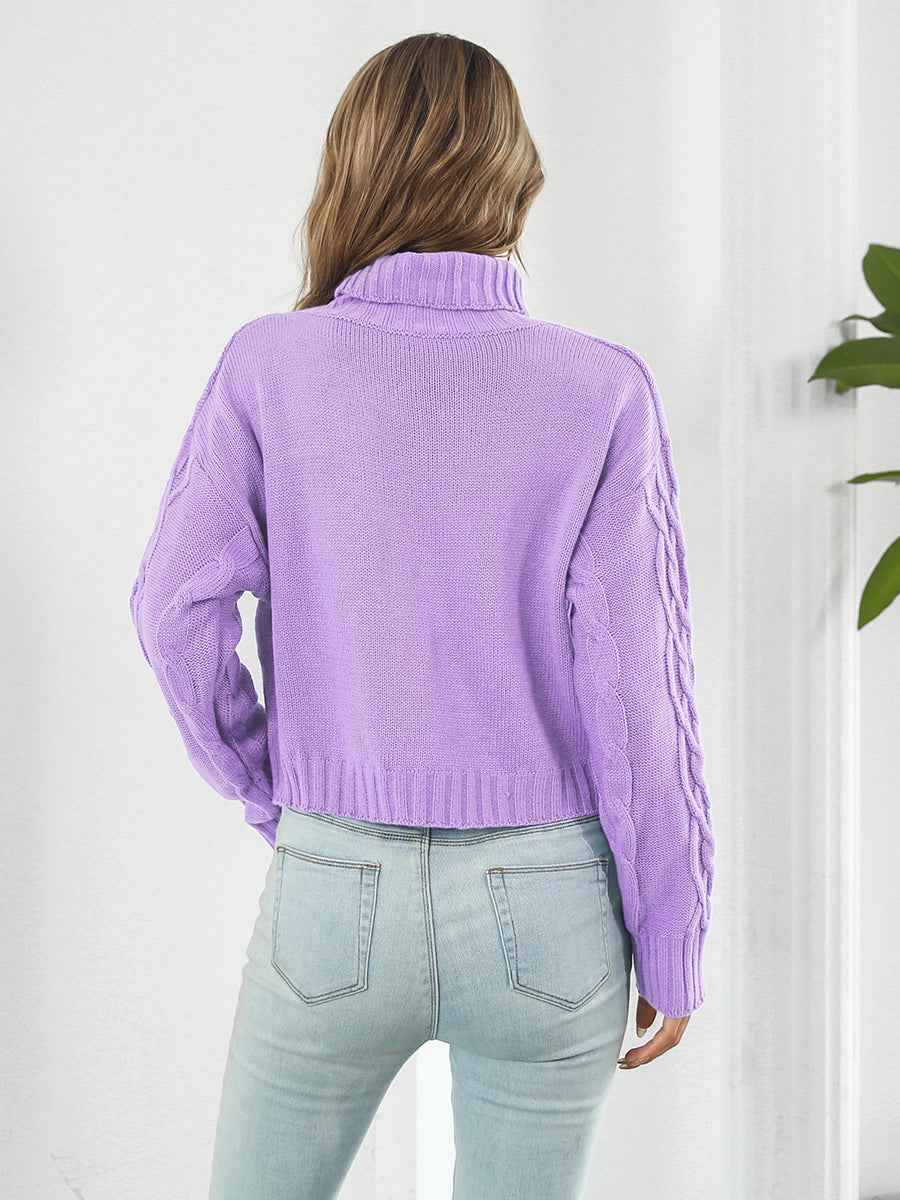 Turtleneck Dropped Shoulder Sweater - Aurelia Clothing