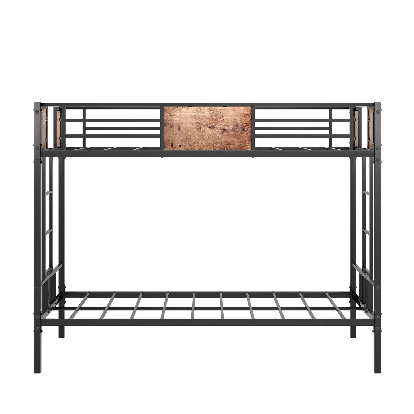 Twin Over Twin Size Metal Bunk Bed Black - Free Shipping - Aurelia Clothing