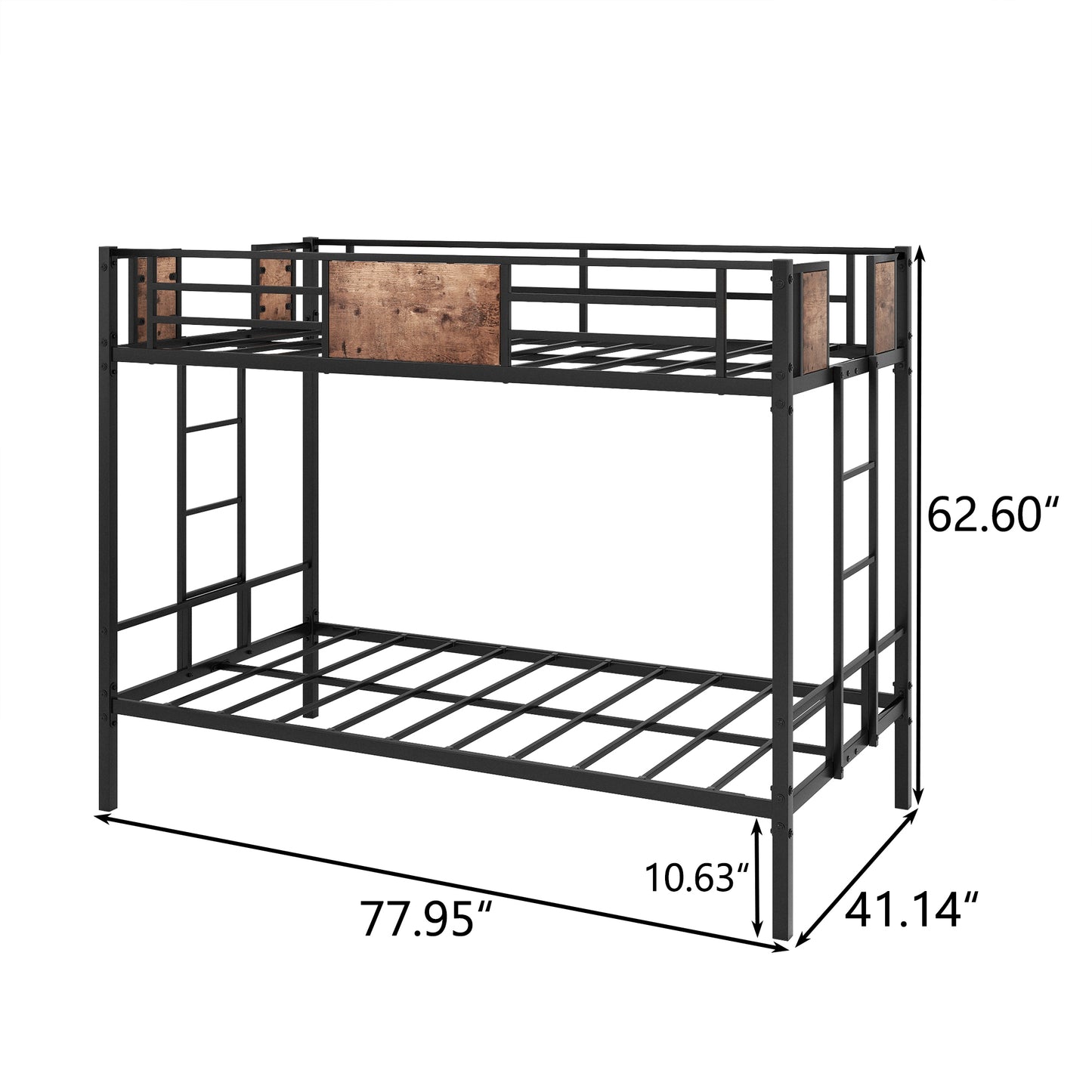Twin Over Twin Size Metal Bunk Bed Black - Free Shipping - Aurelia Clothing
