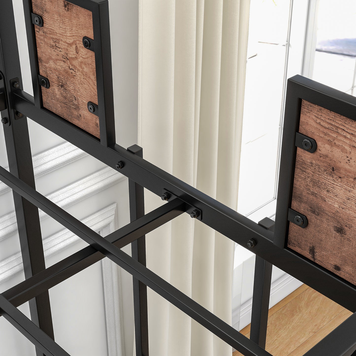Twin Over Twin Size Metal Bunk Bed Black - Free Shipping - Aurelia Clothing