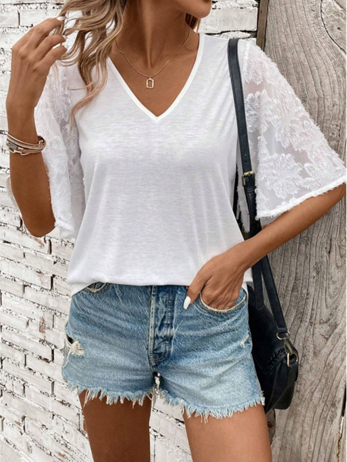 V-Neck Half Sleeve T-Shirt - Aurelia Clothing