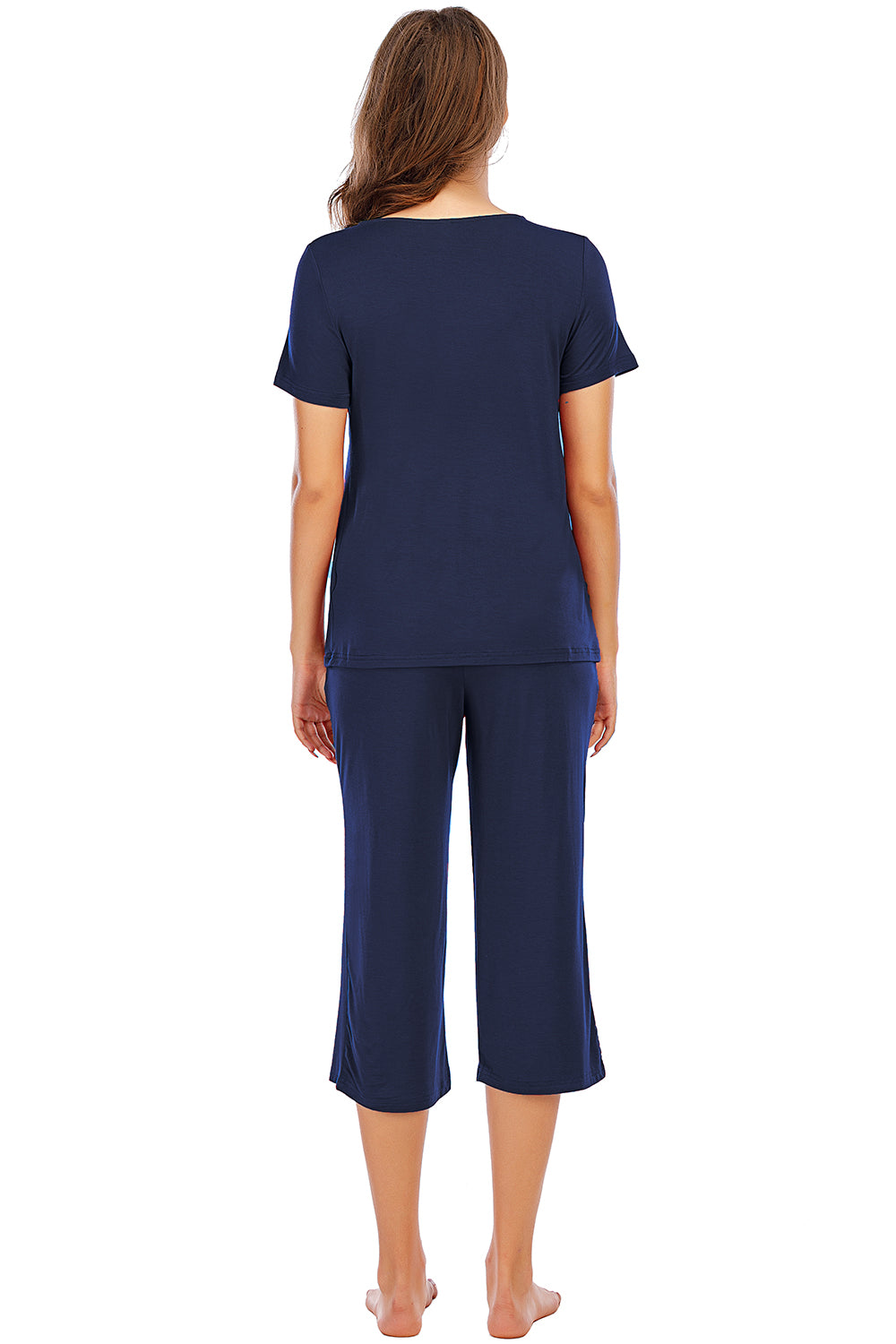 V-Neck Short Sleeve Top and Pants Lounge Set - Aurelia Clothing