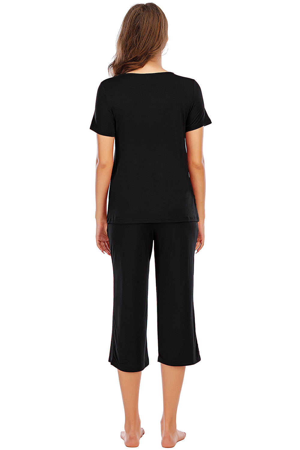 V-Neck Short Sleeve Top and Pants Lounge Set - Aurelia Clothing