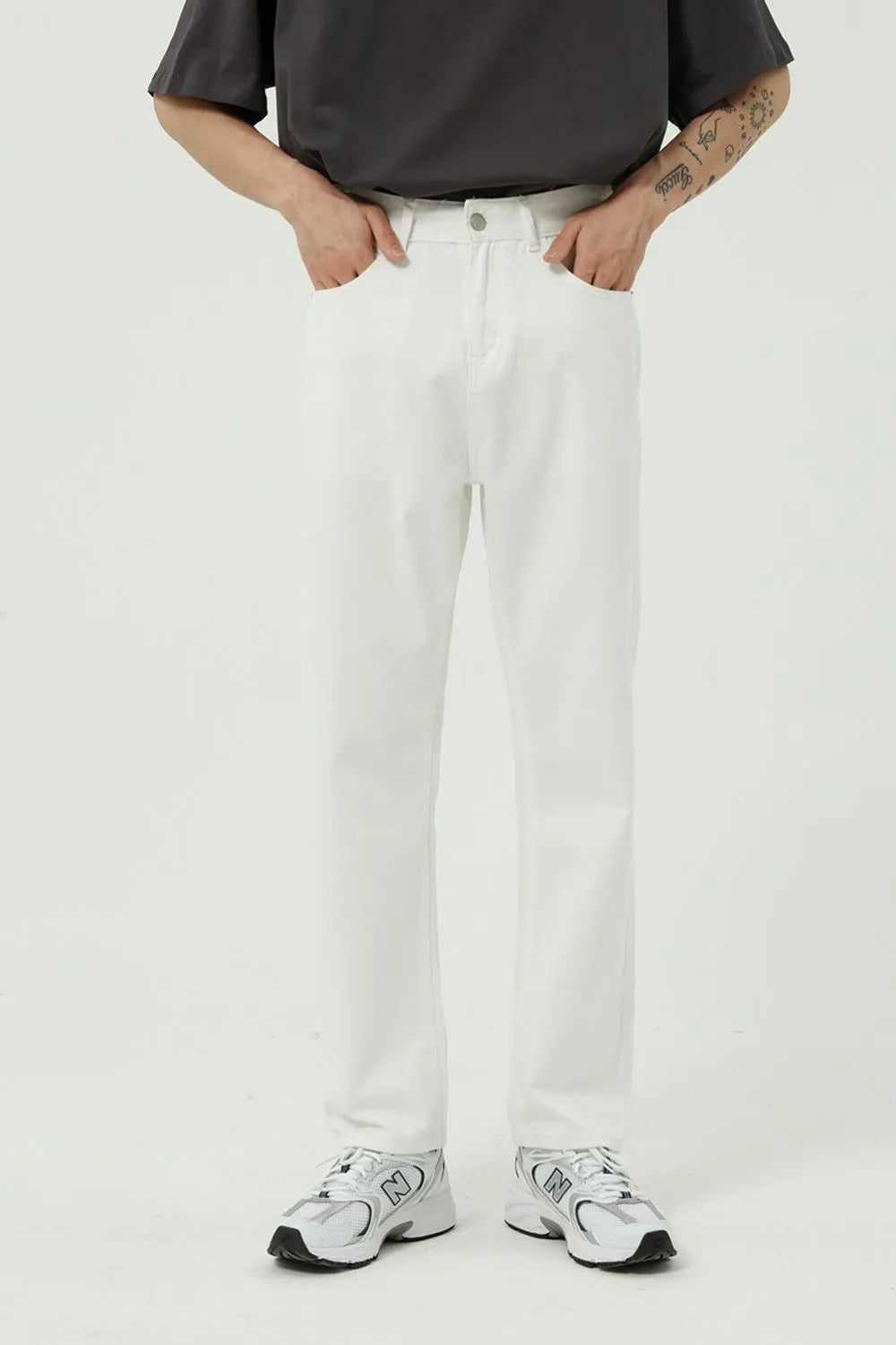 Washed Straight-Leg Slim Jeans - Free Shipping - Aurelia Clothing