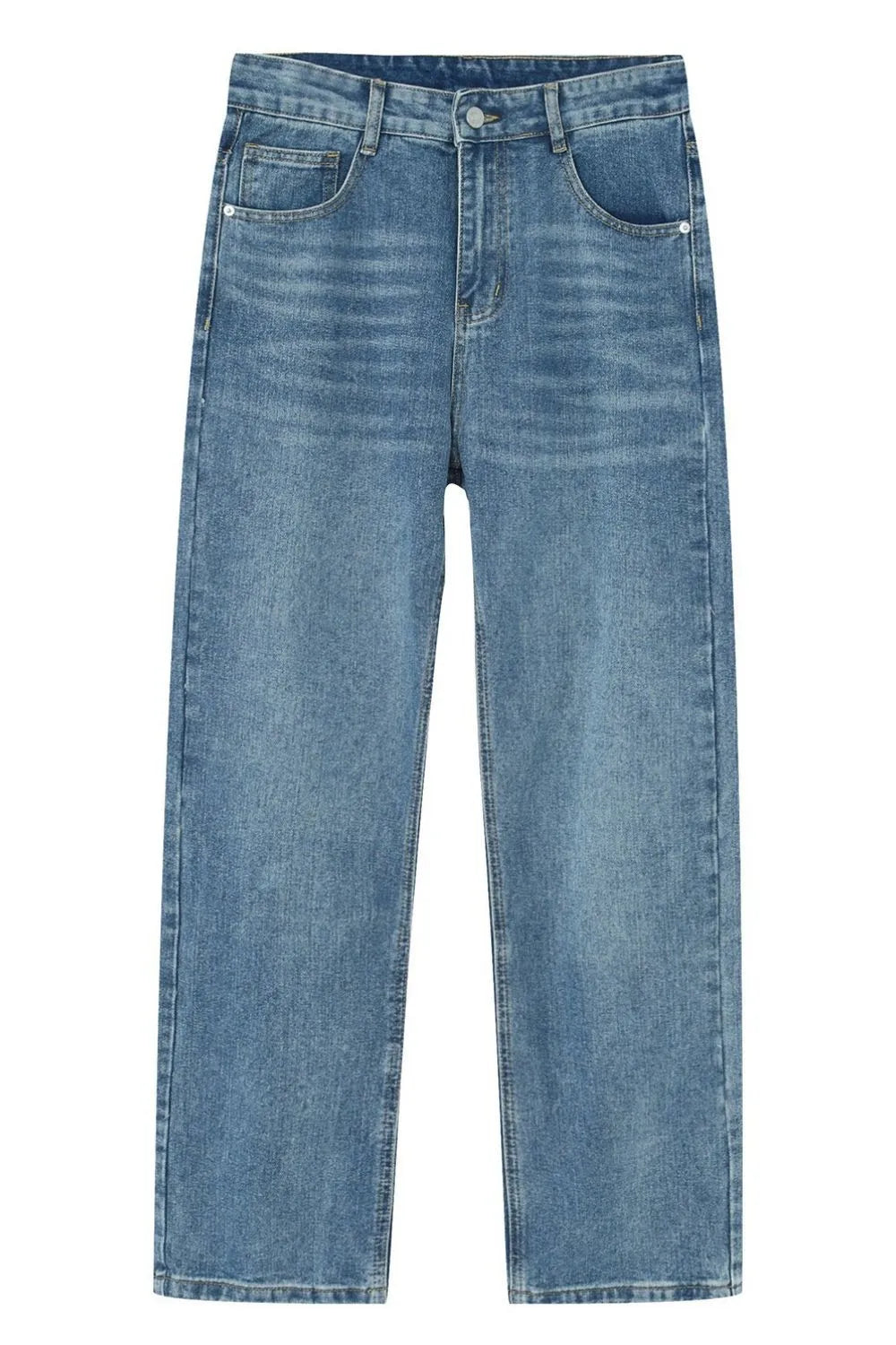 Washed Straight-Leg Slim Jeans - Free Shipping - Aurelia Clothing