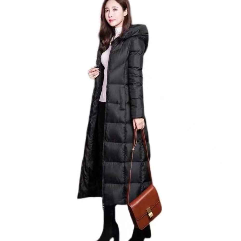 Winter Jackets Women Coat Female Slim Parka Over-Knee Cotton Padded Korea Hooded Warm Manteau Femme Hiver Black Solid Long Coat - Aurelia Clothing
