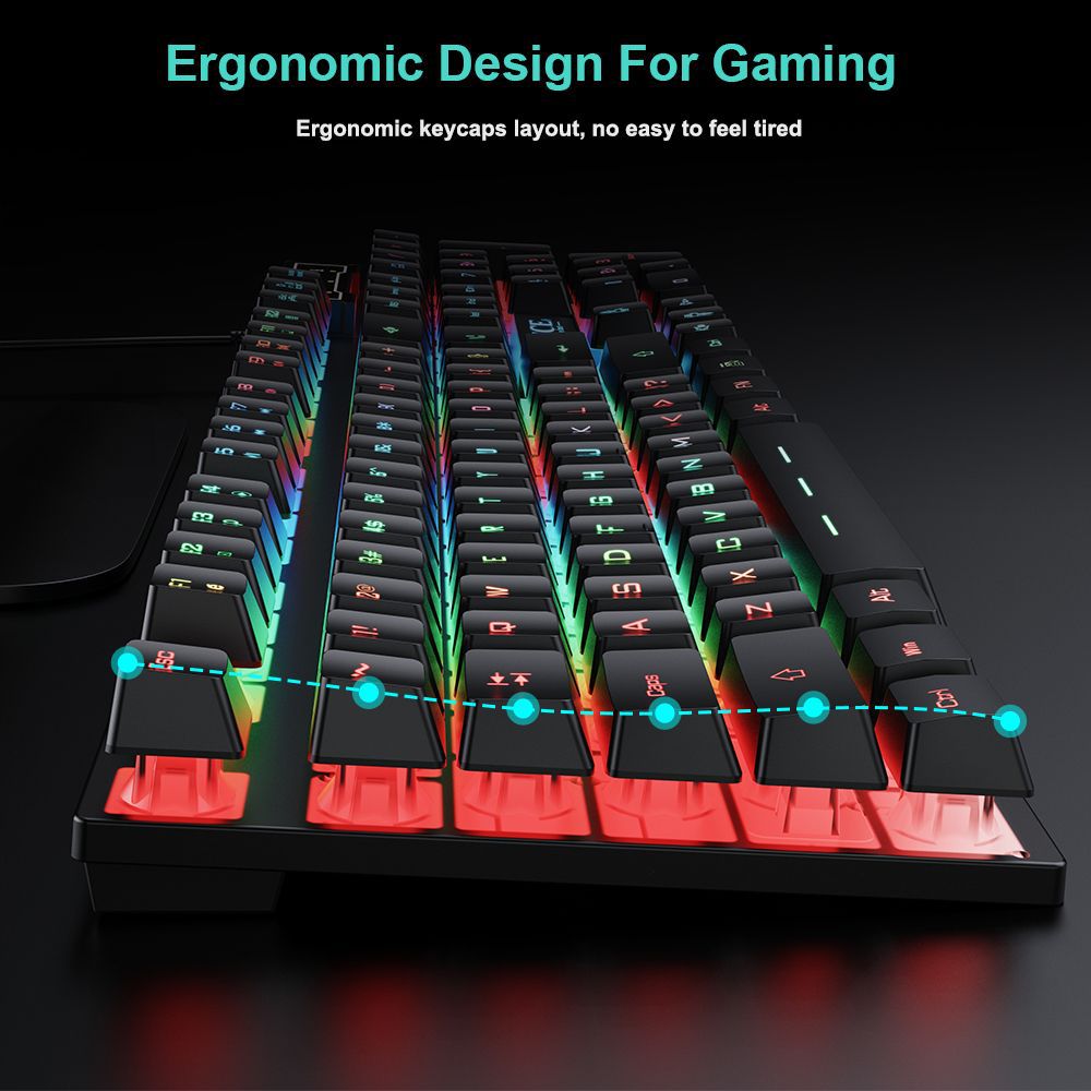 Wired gaming keyboard floating keycap rainbow backlit keyboard and mouse set AN-300 - Free Shipping - Aurelia Clothing