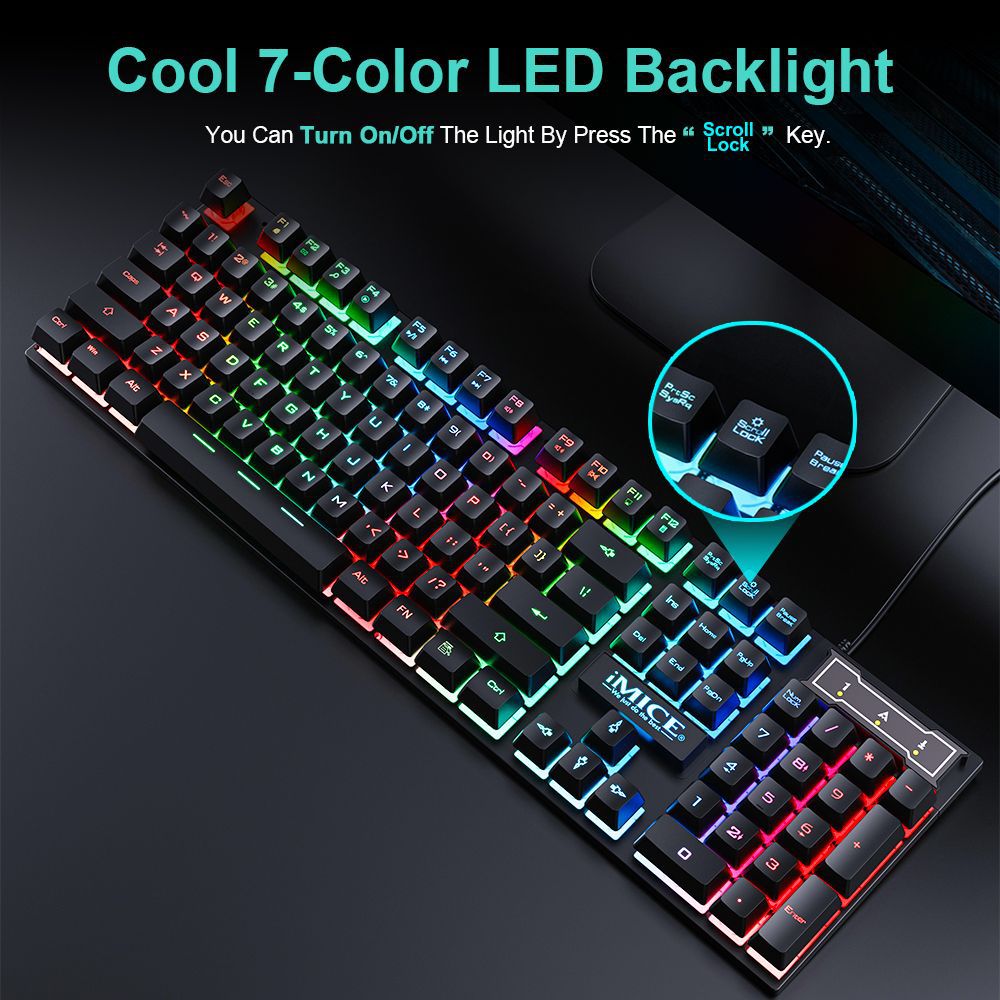 Wired gaming keyboard floating keycap rainbow backlit keyboard and mouse set AN-300 - Free Shipping - Aurelia Clothing