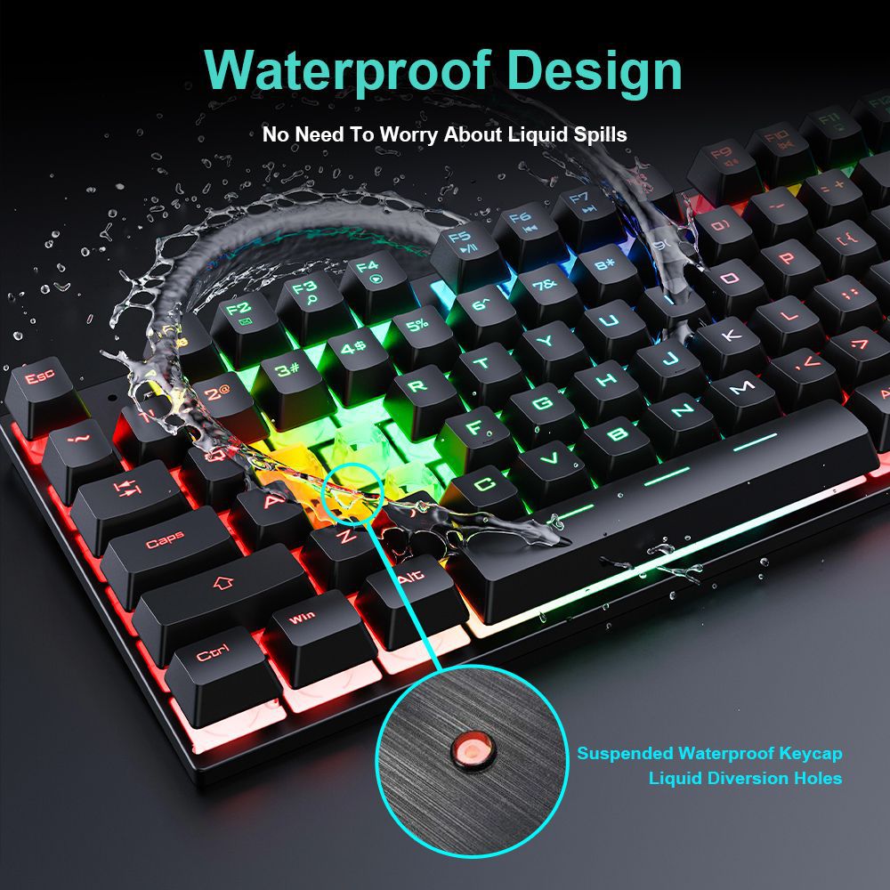 Wired gaming keyboard floating keycap rainbow backlit keyboard and mouse set AN-300 - Free Shipping - Aurelia Clothing