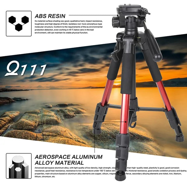 Q111 Professional Portable Travel Aluminum Camera Tripod&Pan Head for SLR DSLR Digital Camera Three color - Free Shipping - Aurelia Clothing