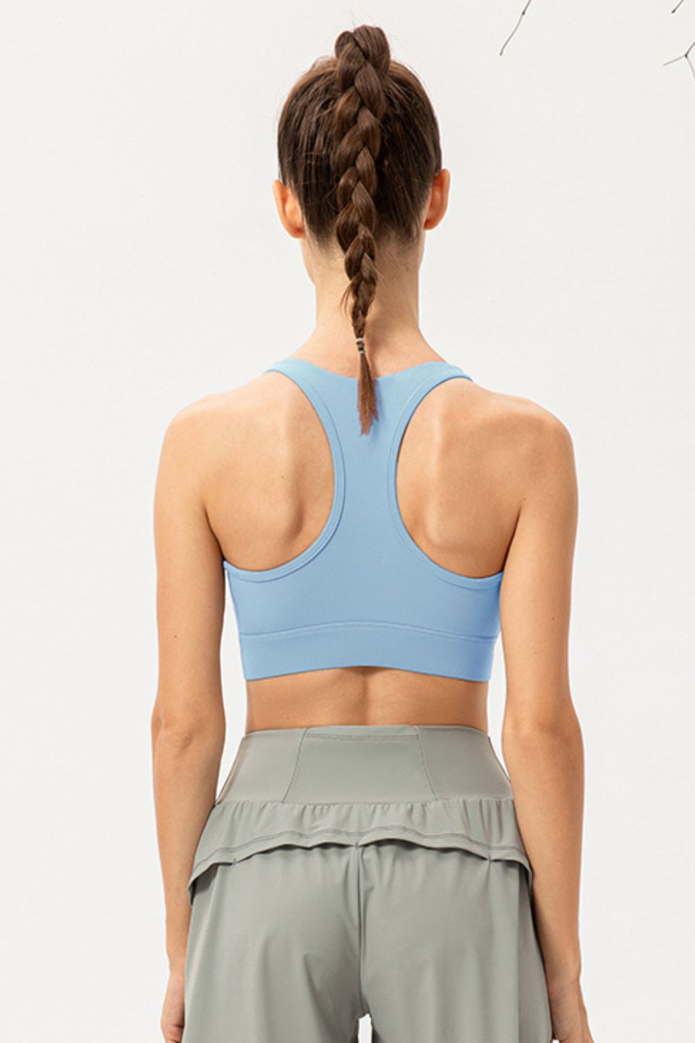 Zip-Up Round Neck Sports Bra - Aurelia Clothing