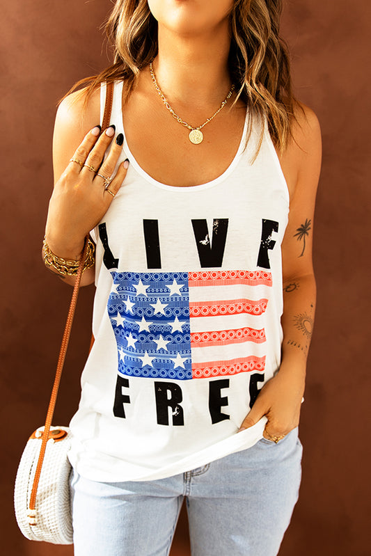 LIVE FREE Stars and Stripes Graphic Tank - Aurelia Clothing
