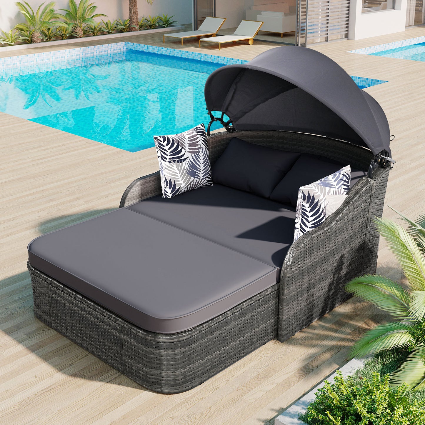 GO 79.9' Outdoor Sunbed with Adjustable Canopy-Free Shipping