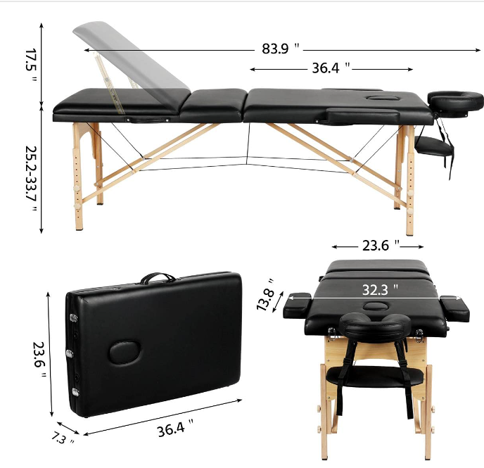 Massage Table Portable Massage Bed Lash Bed with Carrying Case SPA Table Height Adjustable, Salon Bed Face Cradle Bed - Free Shipping - Aurelia Clothing