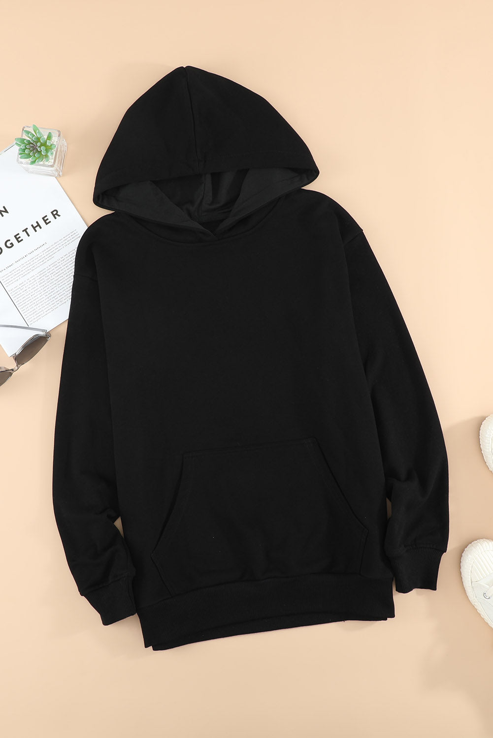 Dropped Shoulder Kangaroo Pocket Hoodie - Free Shipping - Aurelia Clothing