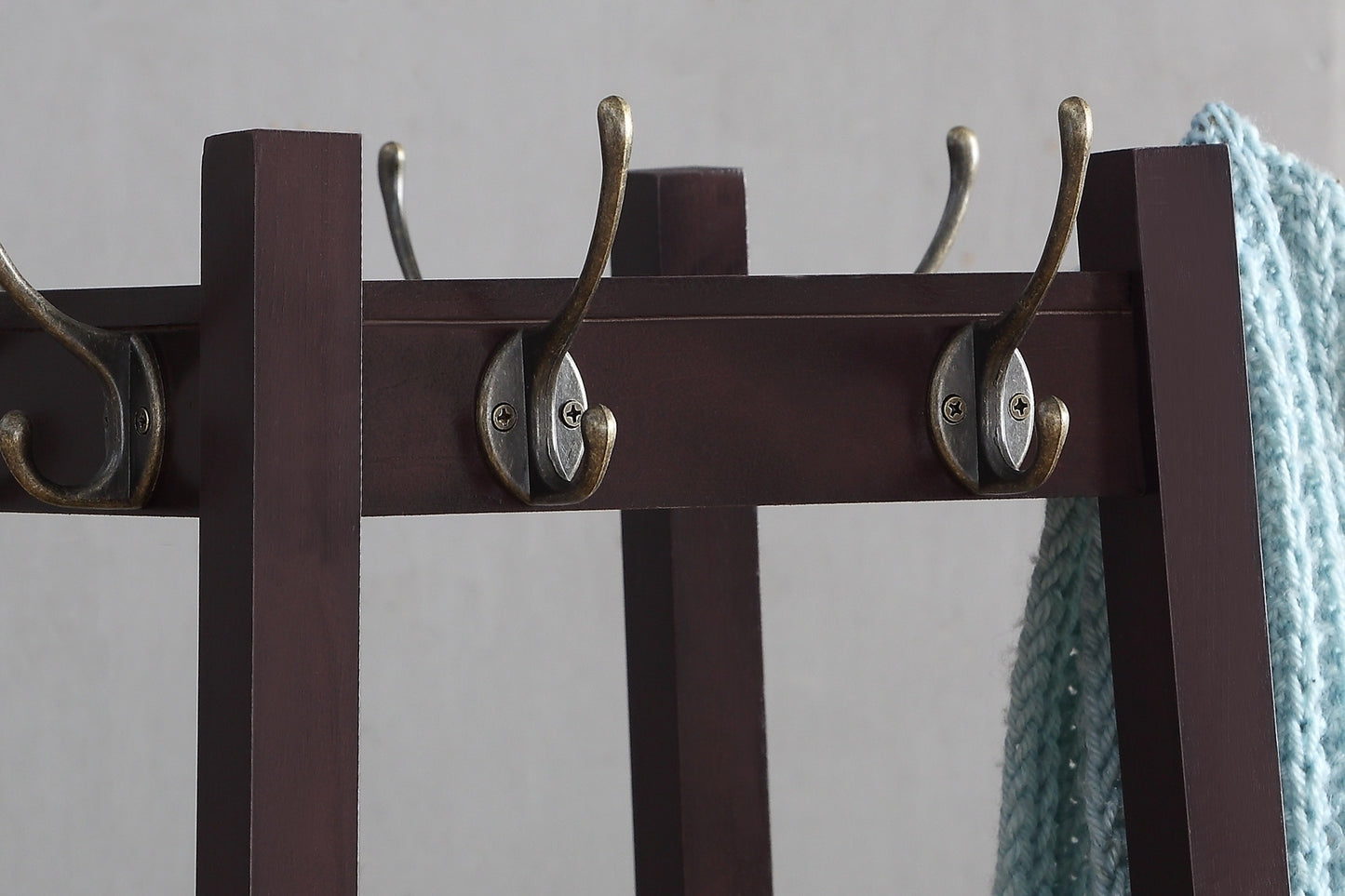 Vassen Coat Rack w/ 3-Tier Storage Shelves in Espresso Finish - Free Shipping - Aurelia Clothing