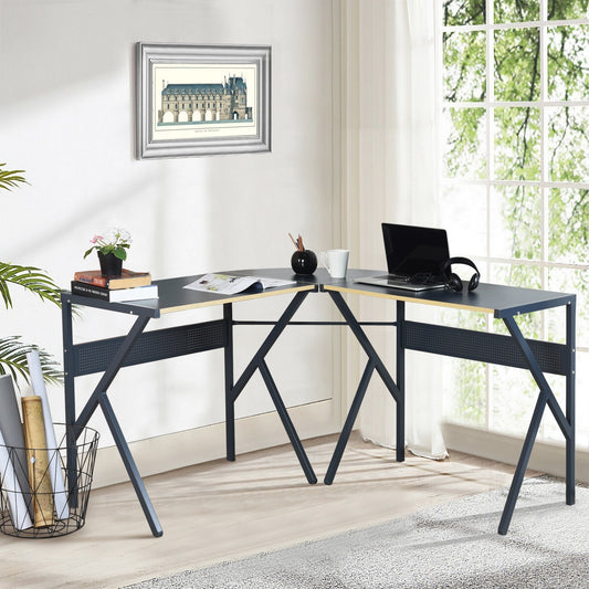 L-Shaped Desk Corner Computer Desk, Space-Saving & Multifunctional Home Office Desk Writing Workstation Study Desk with Round Corner (Dark Grey) - Free Shipping - Aurelia Clothing