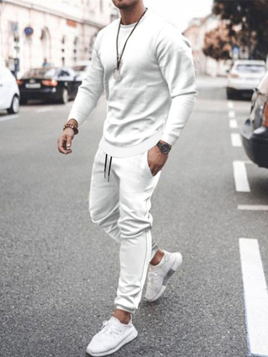Long-sleeved casual suit men's solid color trendy sports suit - Free Shipping - Aurelia Clothing