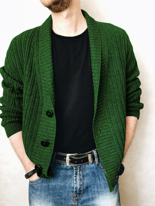 Men's Solid Color Single Breasted Casual Knit Cardigan - Free Shipping - Aurelia Clothing