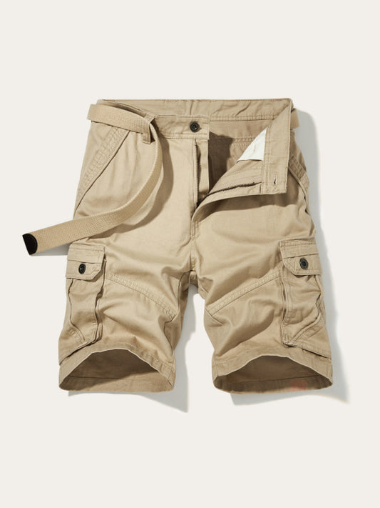 Men's Solid Color Casual Multi-Pocket Cargo Shorts（Without Belt） - Free Shipping - Aurelia Clothing