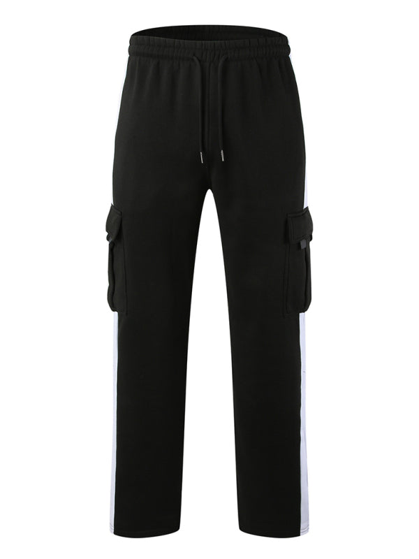 Men's autumn and winter velvet loose multi-pocket lanyard overalls - Free Shipping