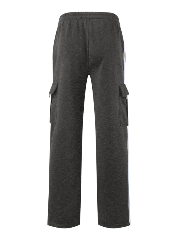 Men's autumn and winter velvet loose multi-pocket lanyard overalls - Free Shipping