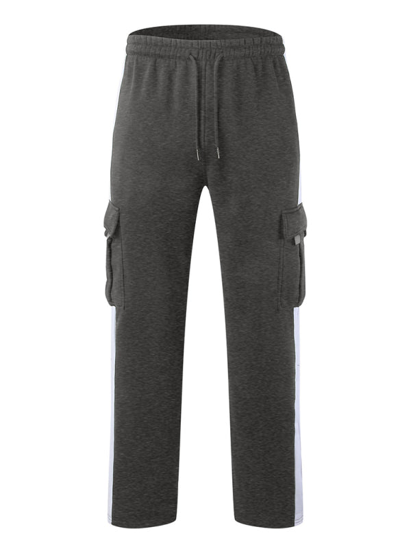 Men's autumn and winter velvet loose multi-pocket lanyard overalls - Free Shipping